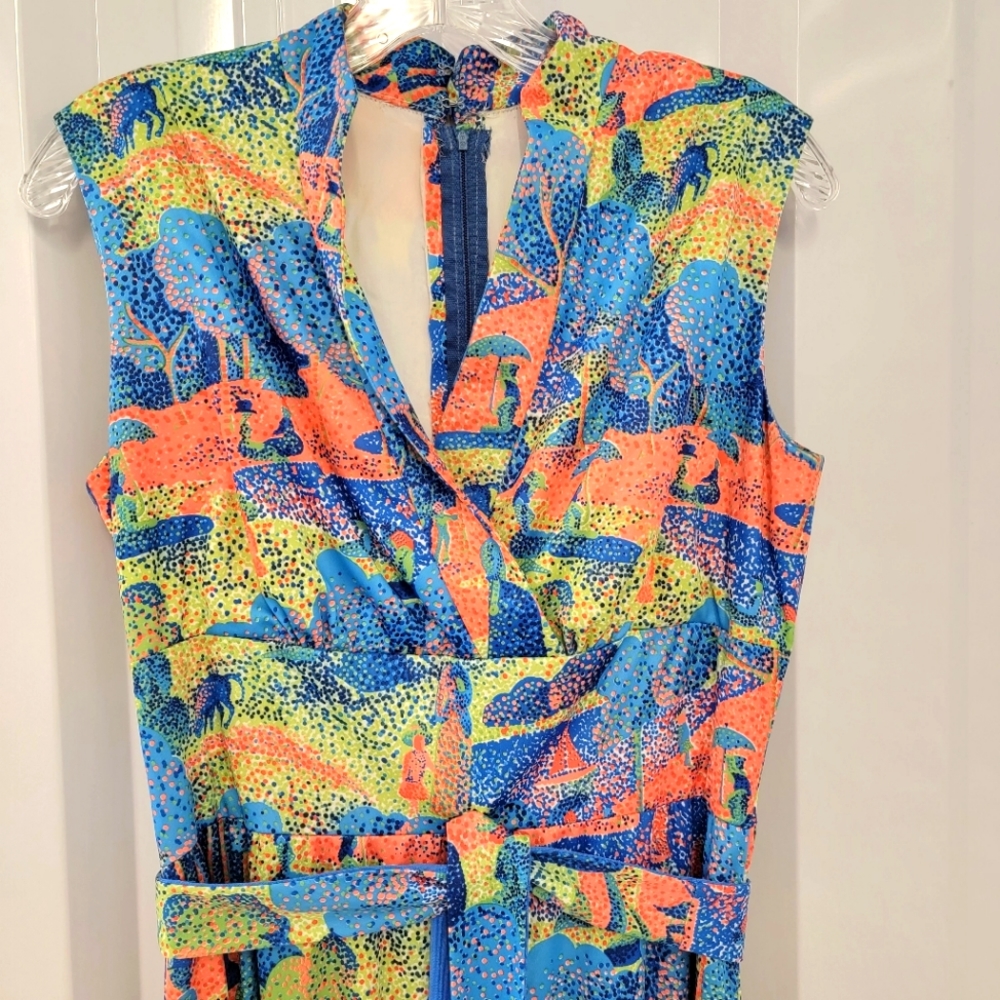 Vintage 60s 70s Maxi Dress Colorful Women's Small